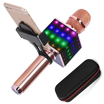 Microfono portatile per mini lettore karaoke, microfono, supporto per altoparlante, scheda TF, per intrattenimento